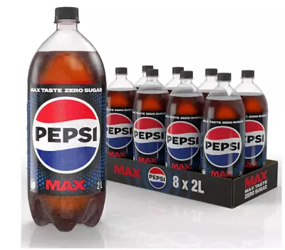 Pepsi Max Zero Sugar Cola Soft Drink 8 X 2L | Free & Fast -AU Shipping | • $31.80