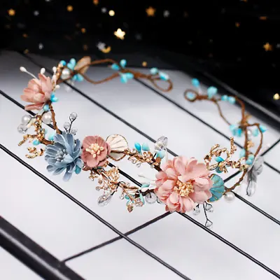 Handmade Elven Fairy Flower Garland Wreath Headpiece Wedding Tiara Hoop Crown • $38.53