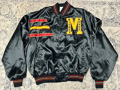 Vintage Mickey Mouse Satin Varsity Jacket Bomber Disney Wear Nylon XL Black • $69.99