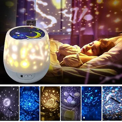 LED Night Star Sky Projector Light Lamp 360° Rotating Starry Baby Room Kids Gift • £12.92