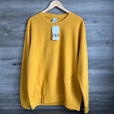 Zara Crew Long Sleeve Sweatshirt Mustard Yellow Size XL Men's NWT • $29.99