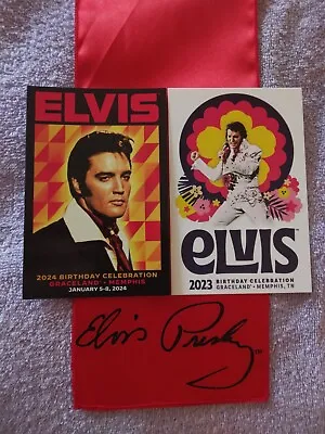 Elvis Presley Signature Red Scarf&birthday Week Postcards 2024&2023 Lot 3 • $25
