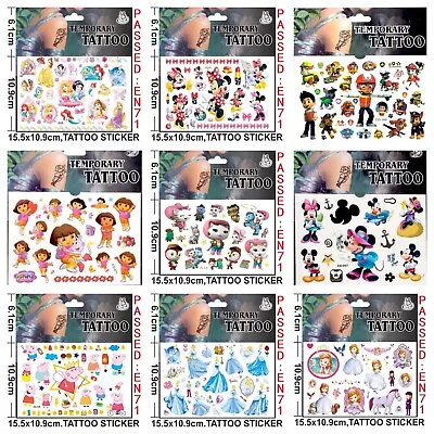 Cartoon Kids Temporary Tattoo Sticker Party Supplies Lolly Loot Bag Cake Banner • $2.95