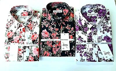 MENS PARTY CASUAL FORMAL Floral Festival 60s SHIRT LONG SLEEVES Fm £14.99 (529) • £18.99