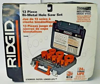 Ridgid 7040 13 Piece Bi-Metal Hole Saw Set Cobalt Industrial Grade Steel USA • $45