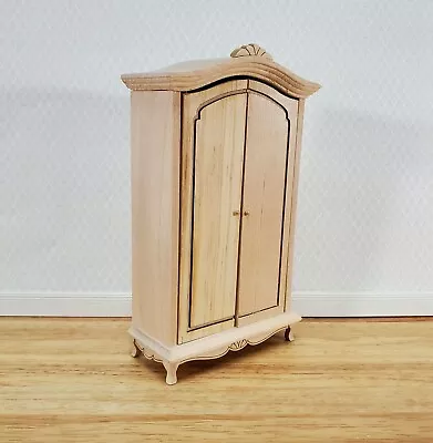 Dollhouse Wardrobe Armoire Closet 1:12 Scale Miniature Furniture Unpainted Wood • $21.50