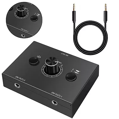 2 Way 3.5mm Stereo Audio Switcher Selector Box 2 In 1 Out / 1 In 2 Out 1x2 / 2x1 • £18.71
