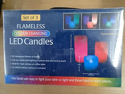 # Set Of 3 LED Mood Candles Colour Changing  # • £18.25