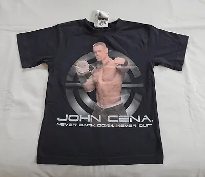 WWE Wrestling John Cena Boys Black Printed Short Sleeve T Shirt Size 5 NOS • $19.99