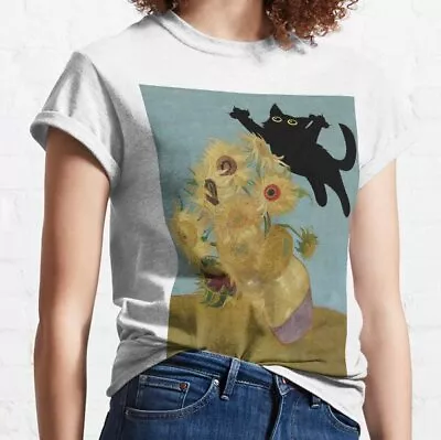 Vincent Van Gogh Flowers Cat Classic T-Shirt • $25.99