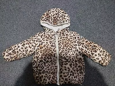 Girls DKNY Leopard Print Designer Coat Age 24 Months 2 Years • £20