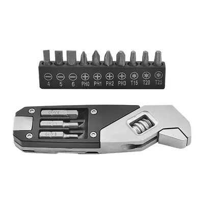 Wrench EDC Multi Tool Foldable Wrench W/ Screwdriver Stainless Steel Adjustable • £17.99