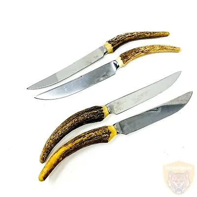 4 Pcs Vintage Voos Home Kitchen Knife Stainless Steel Stag Handle • $23.98