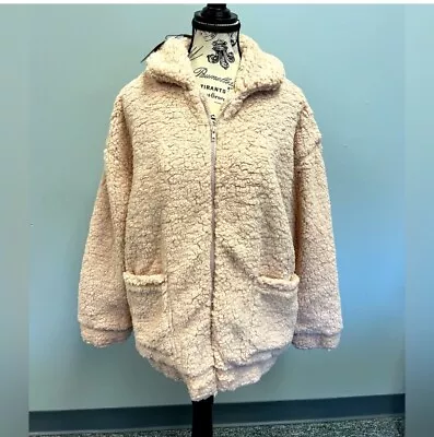 Zaful Womens Teddy Bear Zipper Jacket Winter Fluffy Light Pink Size Small Or Med • £10.11