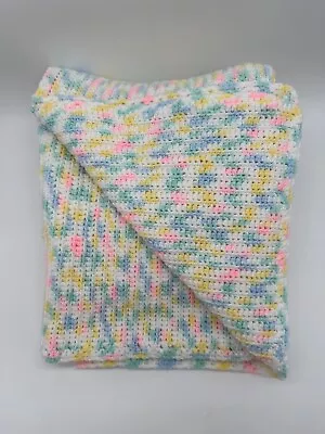 Handmade Crochet Baby Blanket Afghan Soft Pastel Colors 43  X 43  • $18.99