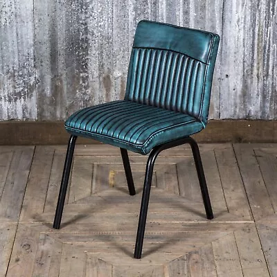 Faux Leather Dining Chair Blue Retro Style Chair Kitchen Chair • £115