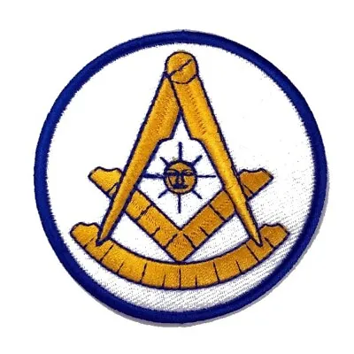 Masonic Past Master Embroidered Patch - White With Square (3 ) - PM3-WHT • $3.50