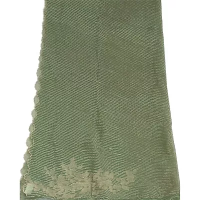 Sanskriti Vintage Dupatta Long Stole Pure Organza Silk Green Handmade Veil • $27.38