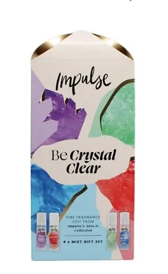  Impulse Crystal Clear Body Mist Spray Gift Set 4 X 150mls New Free P&p 600mls  • £17.50