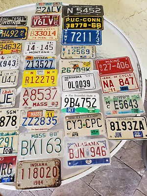 Lot 39 Vintage Motorcycle License Plates Trailer Car Collection Small 50 Cereal • $299