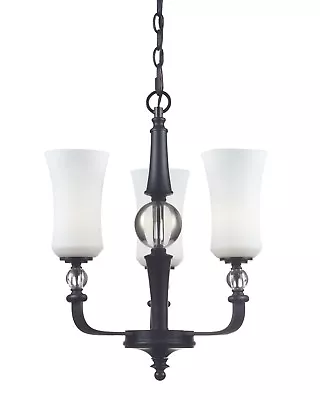 Z-Lite Harmony 3 Light Matte Black And Matte Opal Glass Chandelier $747 • $129.99