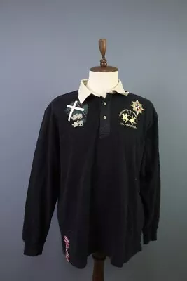 La Martina Black Long Sleeve Rugby Polo Shirt Size 3XL • $70