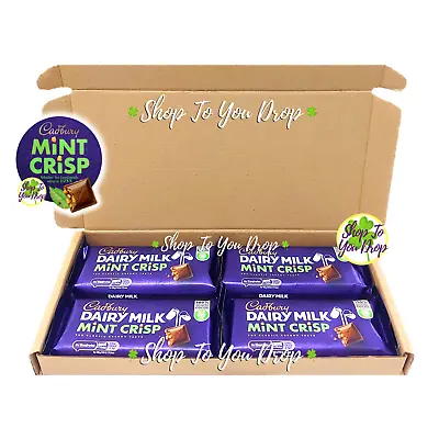 4 IRISH CADBURY MINT CRISP CHOCOLATE 54g Bars Dairy Milk Personalised Gift Box☘️ • £10.95