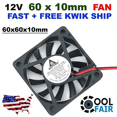 12V 60mm Cooling Fan 6010 PC DC Computer Case Cooler CPU 6cm 60x60x10mm 2-Pin  • $6.95