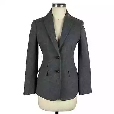 J CREW Hacking Blazer Jacket Women's Size 4 Gray Herringbone Career 2 Button • $50