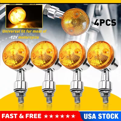 4X Motorcycle Turn Signals Blinker Light Chrome Amber For Yamaha Kawasaki Honda • $15.99