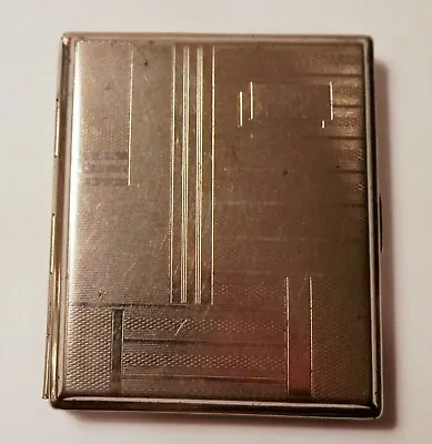 Etched Deco Design Silvertone Metal Cigarette Case Germany Fits Modern Cigs • $19.99