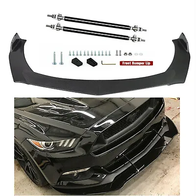 Carbon Fiber Front Bumper Lip For Ford Mustang Splitter Spoiler+Strut Rods • $99.99