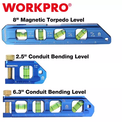 WORKPRO 2.5 /6.3 /8  Magnetic Torpedo Level/Conduit Bending Level W/Bubble Vials • $15.99