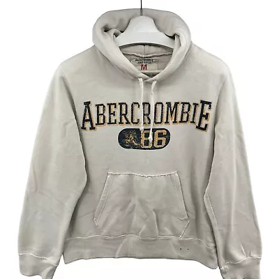 Vintage Abercrombie & Fitch Men's Hoodie White Indian Head Distress Size Medium • $17.19