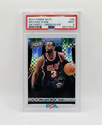 Dwyane Wade 2014 Panini National VIP Party-Green Plaid No.50 #4/5 PSA 9 POP 1 • $800