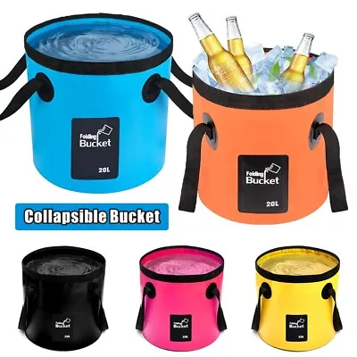 20L Folding Water Bucket Portable Collapsible Wash Basin Camping Outdoor • £2.99