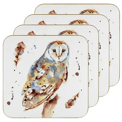 £4.25 • Buy Country Life Owl  - Set Of 4 Cork Backed Coasters - Gift