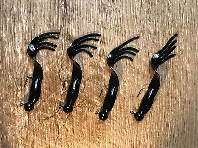 Split Tail Grub Jigs Black 1/16 Oz. Jig #6 Hook 4/Pk • $4.29