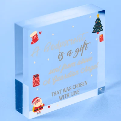 £13.99 • Buy Godparent Gifts For Christening Wood Heart Christmas Decoration Keepsake Plaques