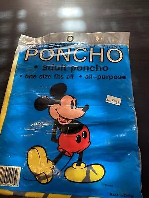 1990's Mickey Mouse Vinyl Waterproof Poncho Adult 1 Sz Fits All Unused • $5