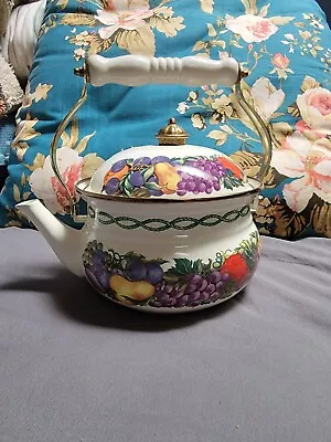 Vintage Tea Kettle  Fruit Cottagecore Farmhouse  • $15