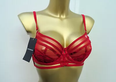 M & S Autograph Underwired Balcony  Bra    Calvi  Embroidery Red  Caged • £9.99