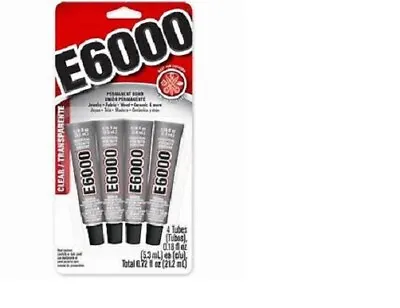£11.86 • Buy E6000 CRYSTAL CLEAR Adhesive Glue 4 X 7.2g Tube Pack - Metal/Wood/Fabric/Glass