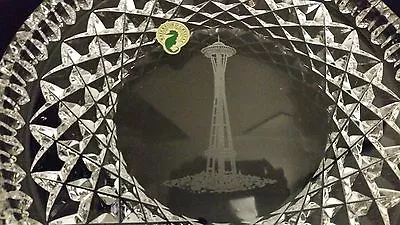 Waterford Crystal 8  Round SEATTLE SPACE NEEDLE Dish Plate Ireland~Vintage • $219.99