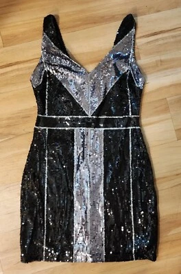$25 • Buy B Darlin Women's Juniors' Black V-Neck Embellished Bodycon Sheath Dress 7/8 NWT