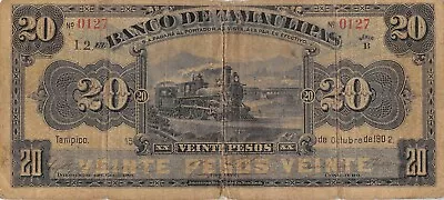 Mexico / Tampico 20 Pesos 15.10.1902 Series B Low # 127 Circulated Banknote TX14 • $195