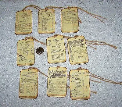 9-Vintage~French~Ephemera~Journals~Invoices~Linen Cardstock~Gift~Hang~Tags • $10