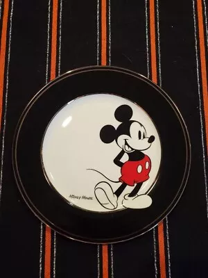 New  Disney MICKEY MOUSE 10 5/8”Black & Gold Rimmed DINNER PLATE • $20