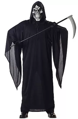 Adult Men Grim Reaper Scary Skeleton Halloween Costume • $20.72