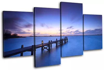 Lake Jetty Pier Sunset Seascape MULTI CANVAS WALL ART Picture Print VA • £59.99